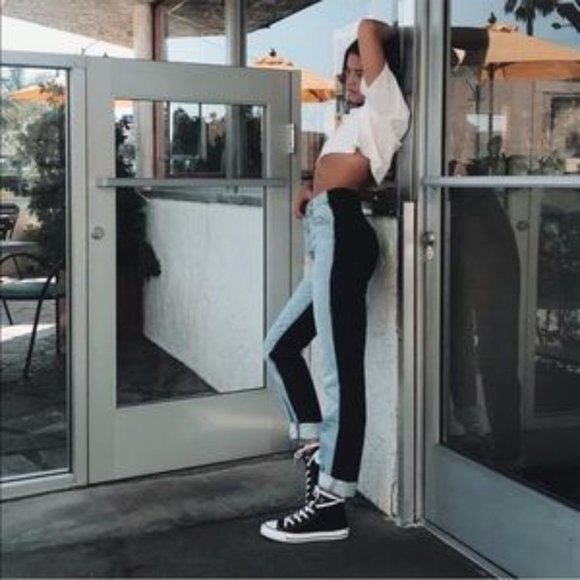 NWT Revice Ex-Boyfriend Harlow Wash Two Tone High Waisted Denim Jeans - Picture 1 of 7
